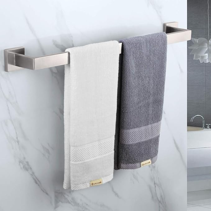 KOKOSIRI 24-Inch Single Towel Bar, Bathroom Kitchen Towel Holder, Wall Mounted SUS304 Stainless Steel Towel Rack, Brushed Nickel, B4003BR-L24