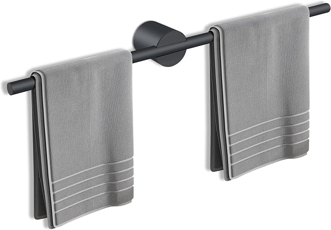 Adjustable Length Stainless Steel Towel Rack - 18-24 Inch Fit, 26.4 Inch Total Length - Matte Black 304 Stainless Steel Towel bar for Bathroom & Kitchen