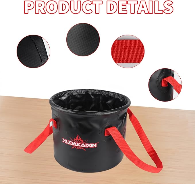 XUDAKAIXIN Grill Brush Collapsible Water Bucket for Grill Cleaning, Camping, and Outdoor Activities (Only Water Bucket No Grill Brush)-Black