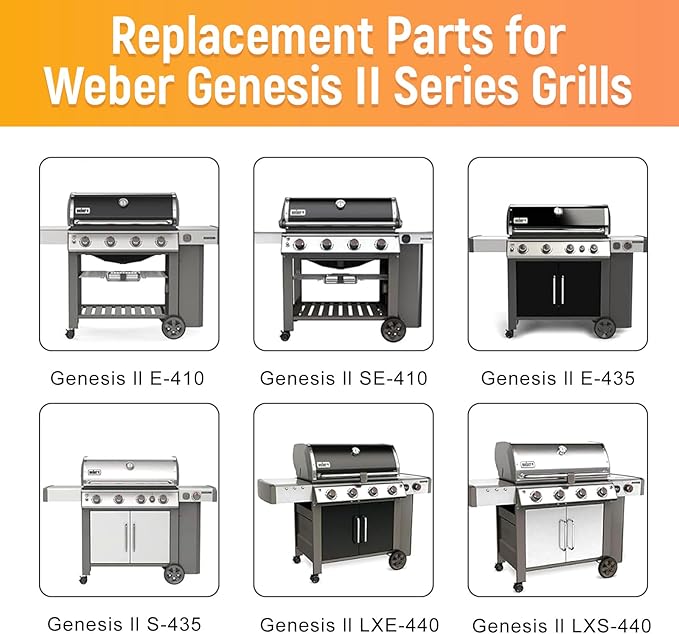 RuiTEERS Grill Flavorizer Bars for Weber Genesis II E-410, S-410, LX E-440, S-440, Weber Genesis 2 66041, 66033, 66796, Heat Deflectors BBQ Grill Heat Plate, 17" Porcelain Steel Grill Flavor Bars