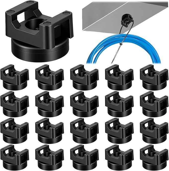 20 Pack Magnetic Zip Tie Mount Heavy Duty Magnetic Cable Zip Tie Base, Tie Mounts, Magnetism Wire Clamps, Magnet Zip Ties Holders, Zip Tie Organizer Magnet Wire Management Clips