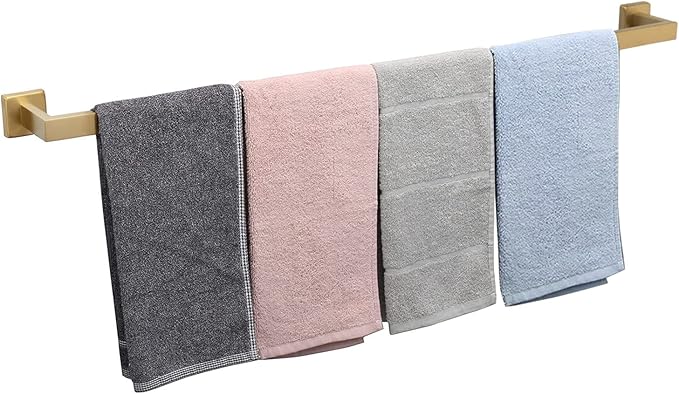 TocTen Bath Towel Rack - Square Base Thicken SUS304 Stainless Steel Towel Bar for Bathroom, Bathroom Accessories Towel Rod Heavy Duty Wall Mounted Towel Holder. (Brushed Nickel, 36)