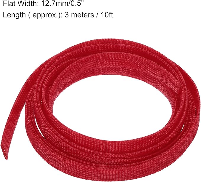 uxcell PET Expandable Sleeving 10ft 1/2" Red Cable Management Sleeve Cord Organizer for Wrap Protect Cable