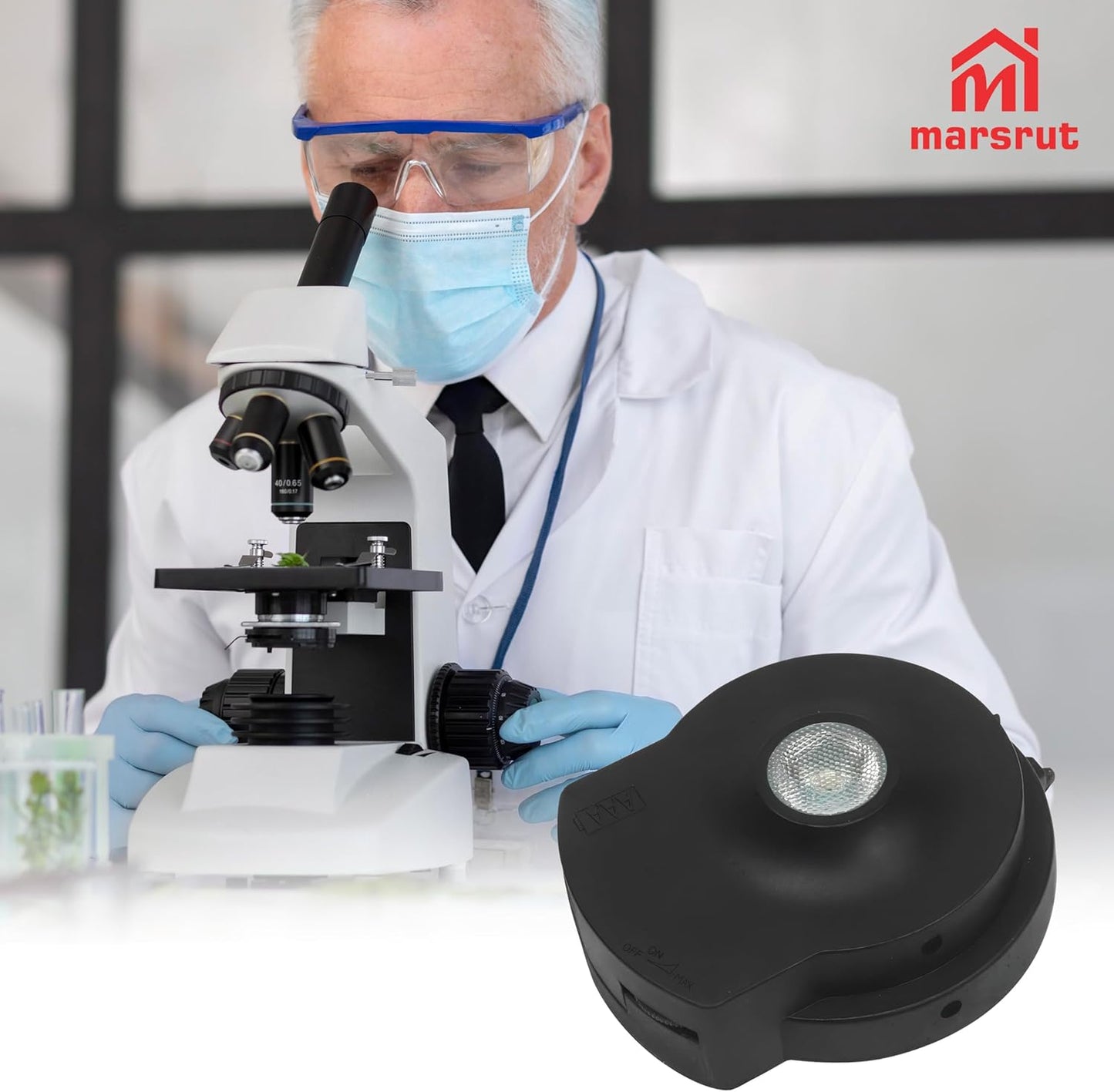 XSP Microscope Bottom Light Source Kit - Adjustable LED Lighting Adapters for Enhanced Brightness (Black)