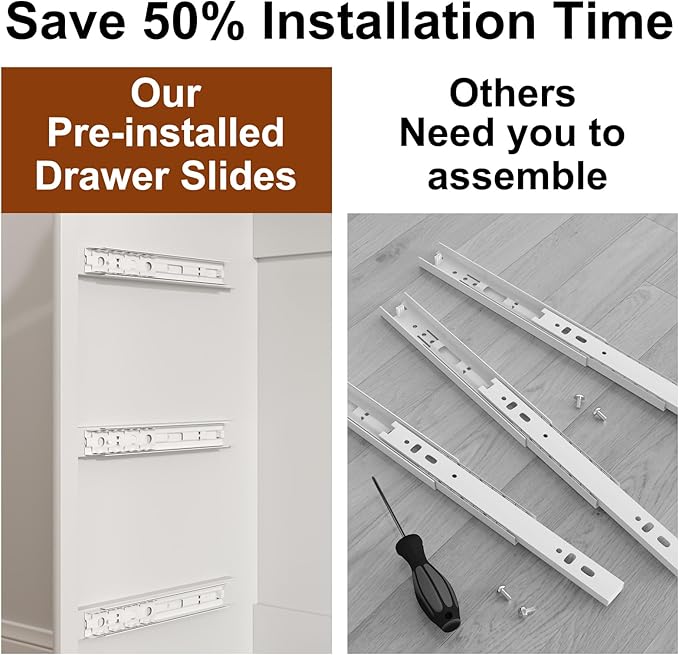 Dresser for Bedroom with 6 Drawers, 55" Large Dresser & Chest of Drawers with Charging Station, Wood Closet Clothes Storage Long Dressers Organizer for Bedroom Living Room Hallway, White