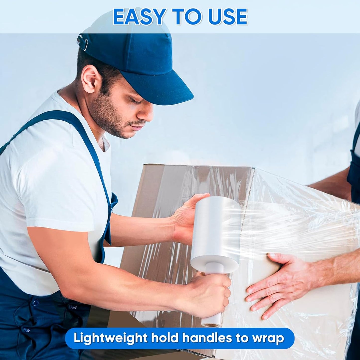 TICONN Stretch Wrap Film Roll - 1000ft Industrial Strength Clear Plastic Wrap with Handles | 5 Inch Wide