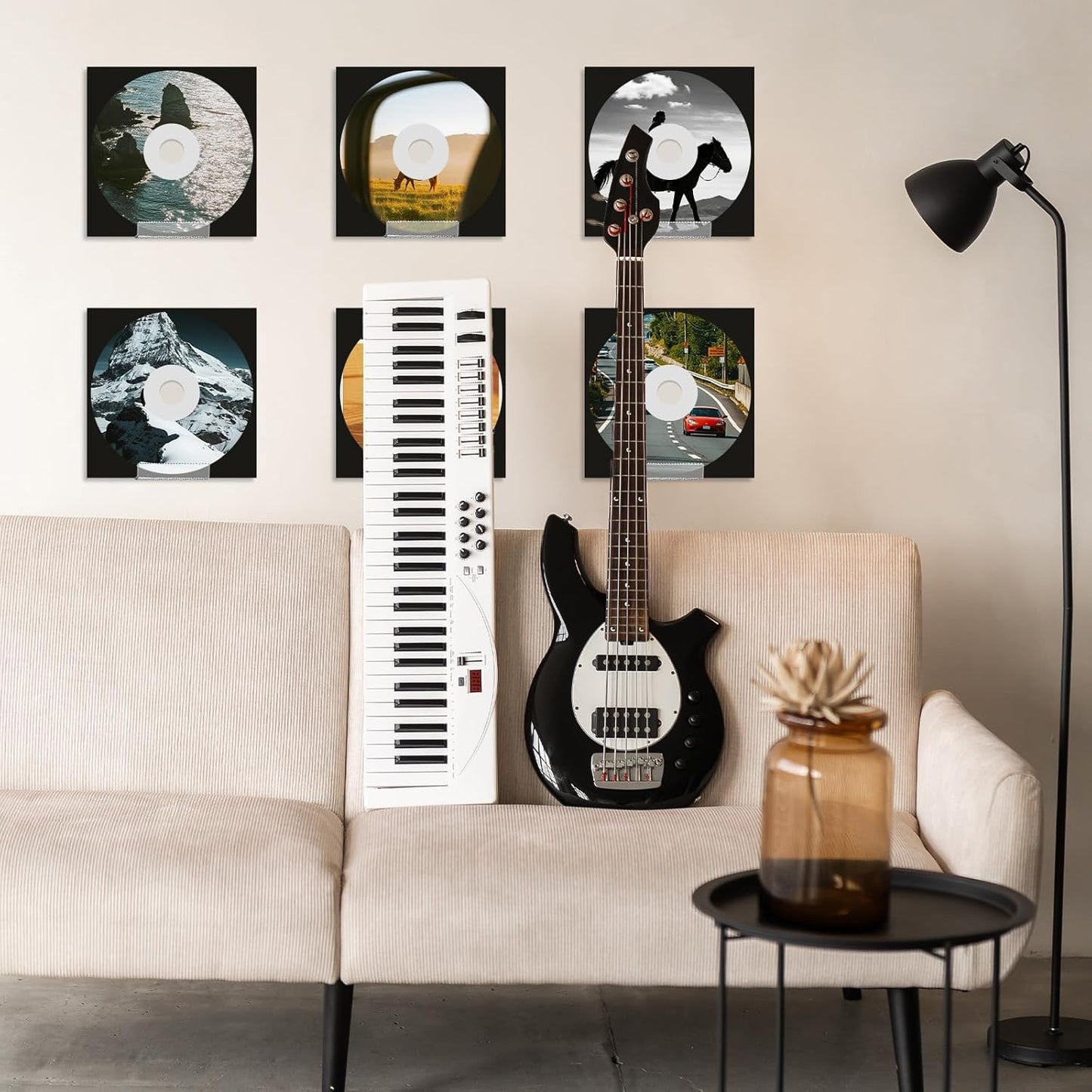 Skiennix Vinyl Record Holder - 12Pcs Adhesive Clear Acrylic Floating Shelves for Wall | Invisible Design