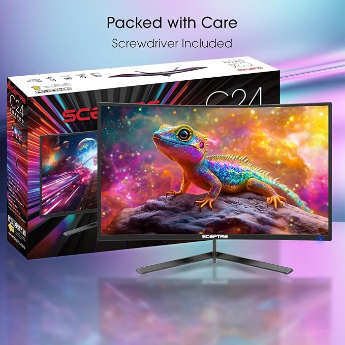 Sceptre New 24-inch Curved Gaming Monitor 1080p up to 180+Hz DisplayPort HDMI 100% sRGB, AMD FreeSync Build-in Speakers Machine Black 2026 (C248B-FWT168 Series)
