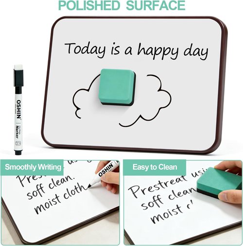 Skiennix 6 Pack Small Whiteboards - Double-Sided Portable Dry Erase Boards for Kids & Teachers | 9"x12" with Markers & Erasers