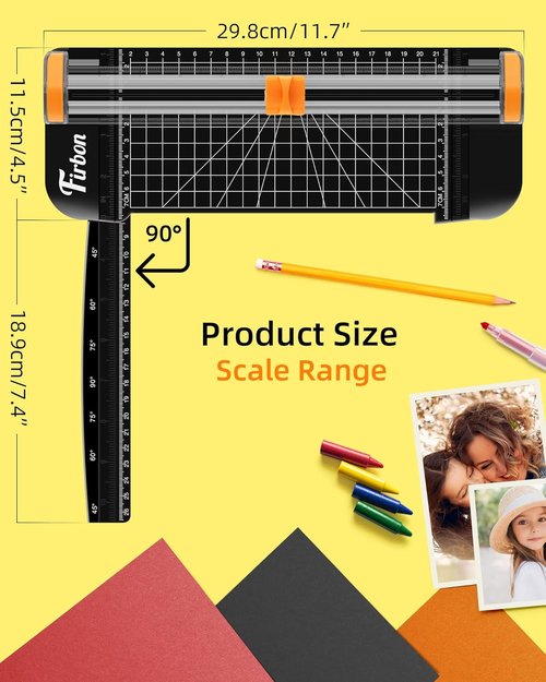 Firbon Black A5 Paper Cutter - Compact Straight Trimmer with Side Ruler for Scrapbooking & Crafts