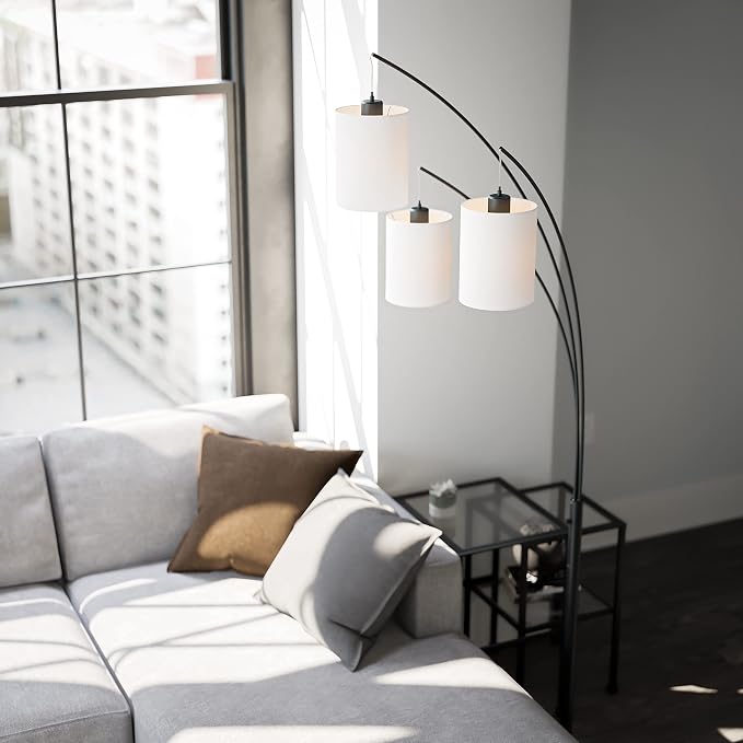 Kenroy Home Leah Modern Arc Floor Lamp, Black, 87.5 Inch Height, 31.5 Inch Width, 31.5 Inch Depth
