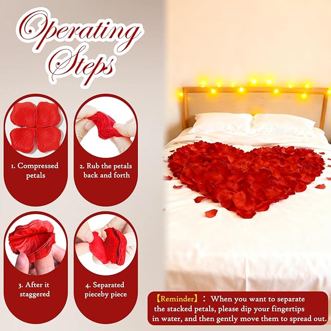 2400 Rose Petals Artificial - Bulk Rose Petals for Wedding Decorations, Aisle Runner, Backdrop - Fake Rose Flower Petals for Anniversary,Valentine's Day, Proposal, Party Decor (Red)