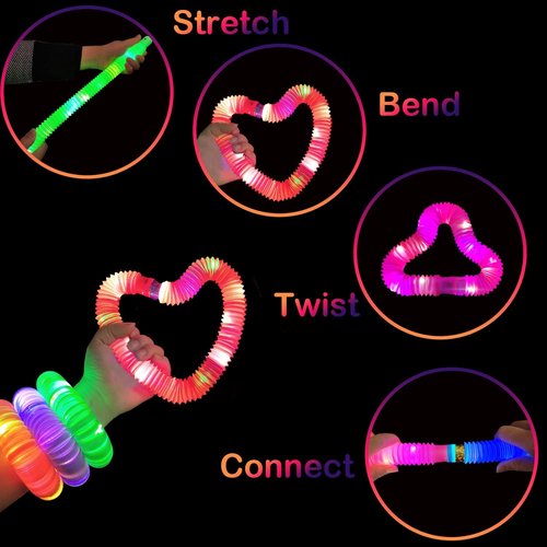 Glow Sticks | Camping Essentials for Kids - 6 PCS LED Light-Up Tube Wands & Bracelets for Summer Fun