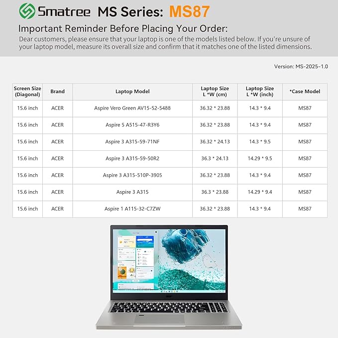 Smatree MS87 Hard EVA Protective Sleeve with Stand Compatible for 15.6 inch Acer Aspire 5 A515/3 A315/1 A115, for Acer Aspire Vero Green-AV15 Waterproof and Anti-Shock Case