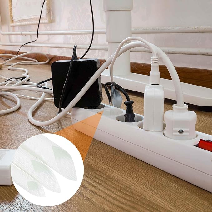 MECCANIXITY 30ft Braided Cable Sleeve, 1/4" ID 200C High Temperature 1500V Fiberglass Wire Insulation Cord Protector Organizer Wires Management for Motor Engine Fuel Line, White