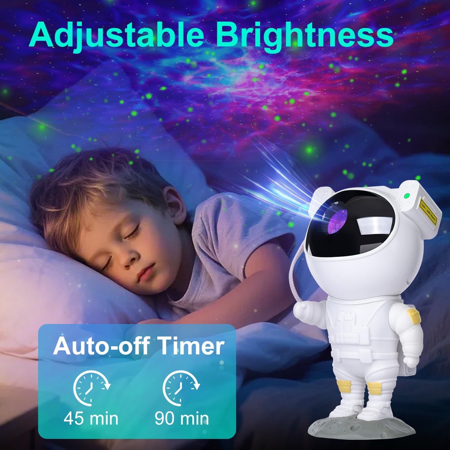 Skiennix Star Projector - Astronaut Galaxy Night Light with Timer & Remote | LED Ceiling Lamp for Kids