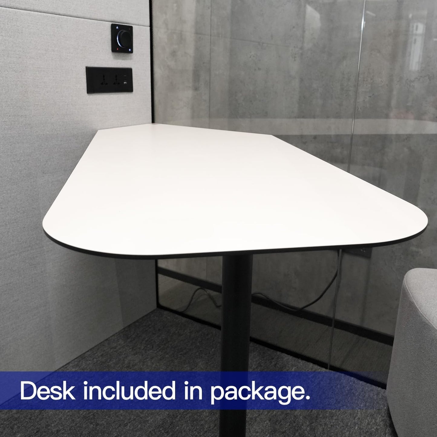 Soundproof Office Pod Booth - Black 2-Person Meeting Pod with Acoustic Panels | Portable Privacy Workspace H92in W63in D55in