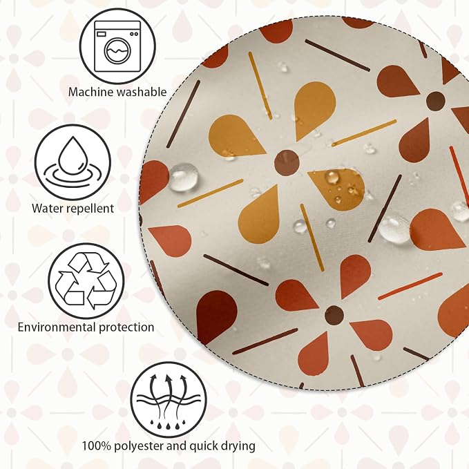APROPHIC Mid Century Shower Curtains for Bathroom, Vintage Geometric Bathroom Decor Set, Washable Kitchen Retro Decorations Waterproof Polyester Fabric Shower Curtain with Hooks, 72x72 Inch