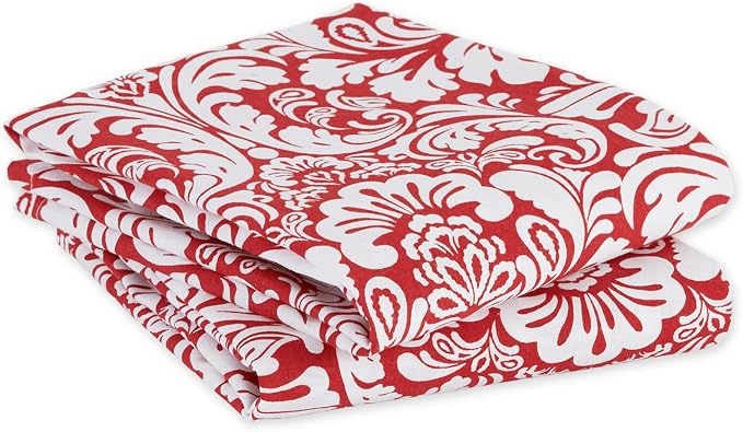 DII Cotton Dish Towel Set Damask Print, 18x28, Tango Red, 2 Count