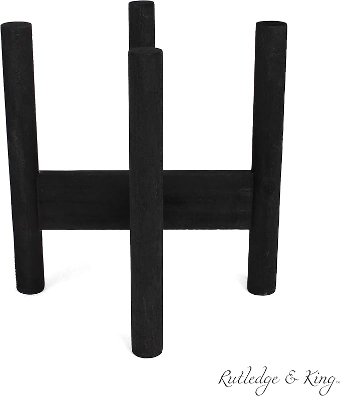 Rutledge & King Mid Century Plant Stand - Modern Plant Stand - Indoor Plant Stand - Wooden Plant Stand - Plant Holder (Small, Aberdeen/Black)