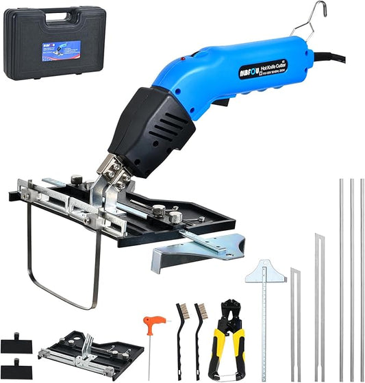 Electric Hot Knife Kit for Grooving/Sculpting/Cutting (5 Blades) Air Cooled 200W 110-120V Pro Slotter Foam Cutting Tool Styrofoam Cutter for XPS, EPP, EPS, EVA, EPE, KT Board, Sponge