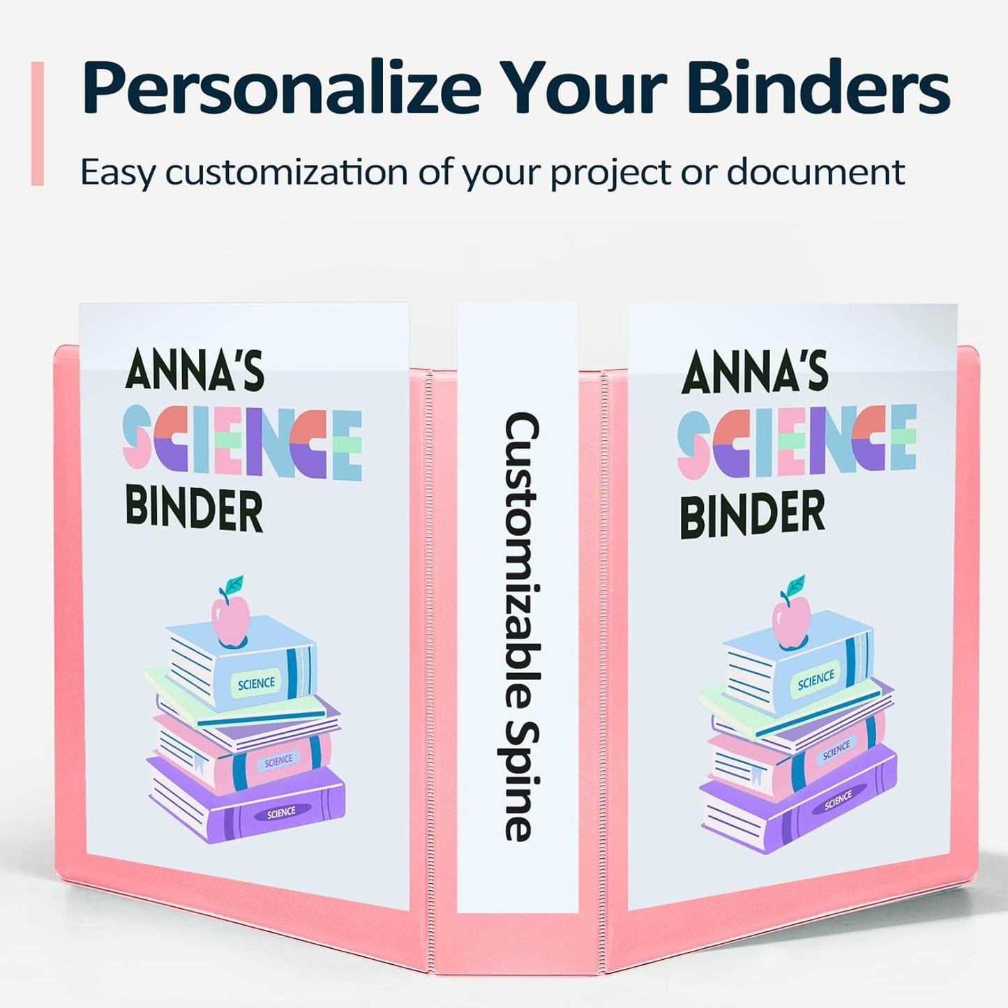 Sooez BinderX Extra Durable 1.5-Inch 3-Ring Binder - Holds 400 Sheets | Customizable View Cover, Light Green