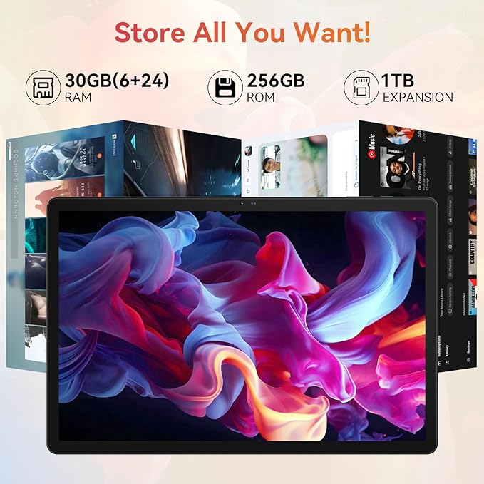 URAO Tablet｜14 inch Android 15 Tablet｜30GB RAM 256GB ROM｜1920 * 1200 IPS FHD｜10000mAh 30W Fast Charging｜Octa-core Processor｜Wi-Fi 6, BT 5.4｜Dual Camera with Keyboard｜Mouse｜Stylus｜Case｜Headphone