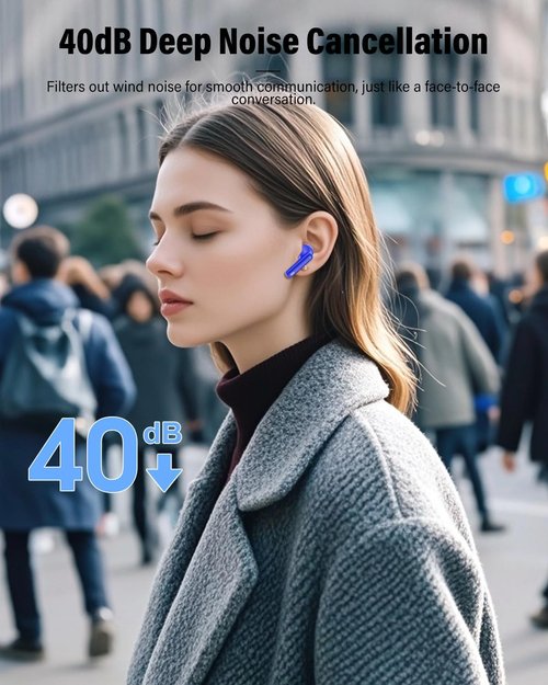 Btootos Wireless Earbuds - Bluetooth 5.4 Noise Cancelling Headphones with 36H Playtime | Navy Blue