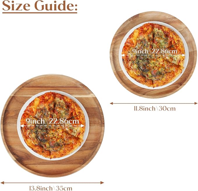 YANGQIHOME 11.8 inches Round Wood Tray, Wooden Serving Tray, Acacia Plates, Appetizer Charcuterie Board, Tray Organizer for Kitchen/Countertop, 11.8 x 11.8 x 0.8 inch