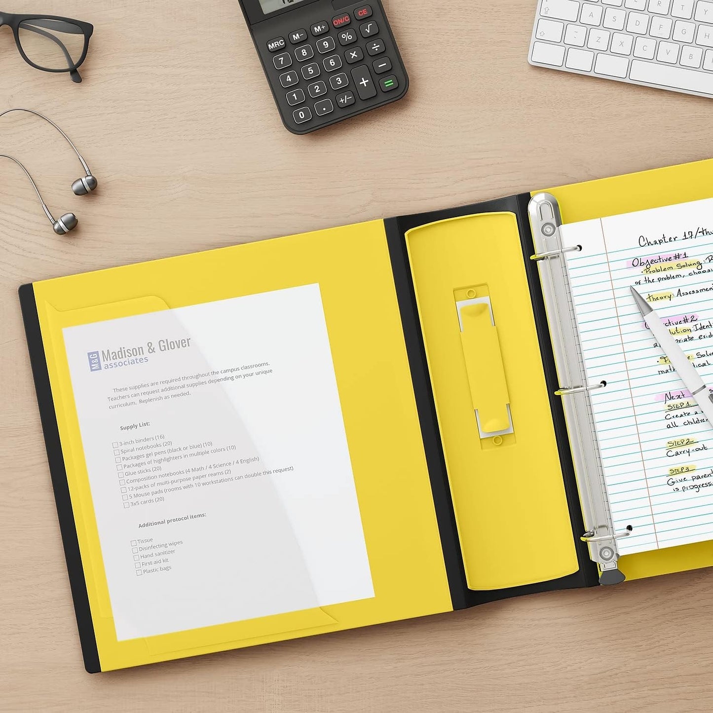 Staples Heavy-Duty 3-Inch D-Ring Binder - Large Capacity Yellow Binder Holds Up to 600 Sheets