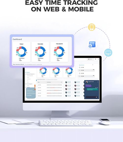 NGTeco Time Clock - Cloud-Based Face, Fingerprint & Card Attendance System for Small Businesses | 2.4G WiFi Remote Control