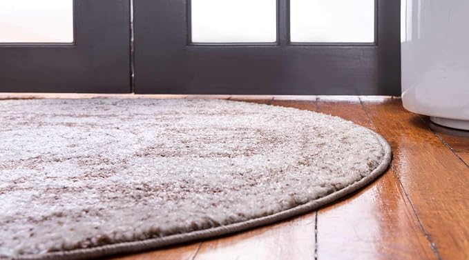 Unique Loom Bromley Collection Area Rug - Wells (3' Round, Light Brown/ Ivory)