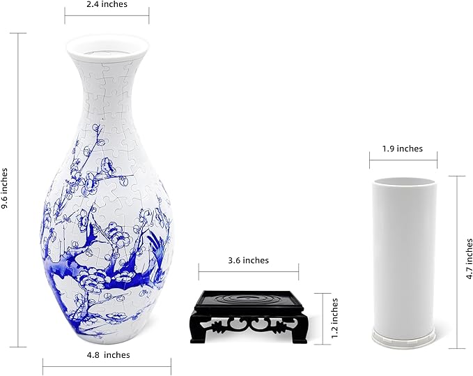 3D Puzzle Vase, 160 Curved Pieces DIY Flower Vase Craft Kit & 3D Puzzles for Adults, Creative Jigsaw Art Project Home Décor Centerpiece, (A-Blue & White Porcelain)