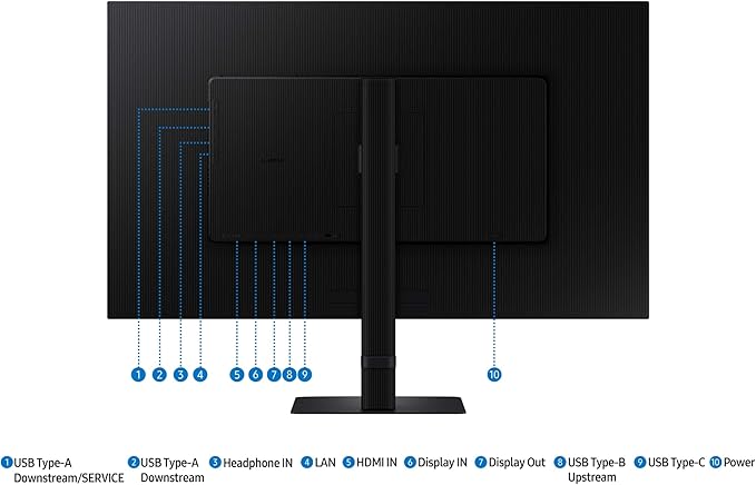 SAMSUNG 32" ViewFinity S6 (S60UD) Series QHD High Resolution Computer Monitor, 100Hz, HDR10, USB-C, Built-In LAN Port, Daisy Chain Support, Easy Setup, Height Adjustable Stand, LS32D606UANXGO, 2024