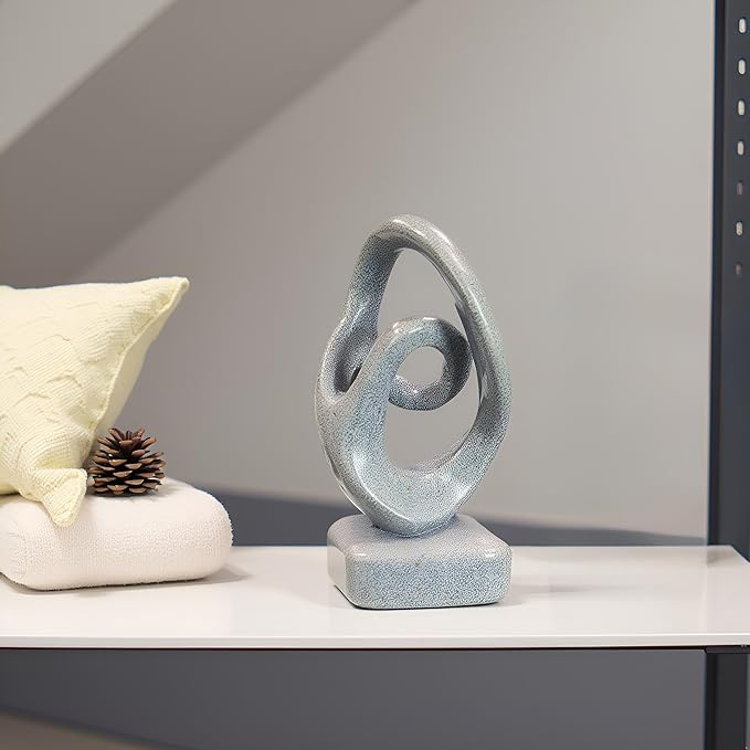 Abstract Modern Ribbon Decorative Sculpture, Knot Sculptures,Home Decor,Coffee Table Statues,Dining Living Room Desk Decor,Shelf Decoration (Marble Color-B)