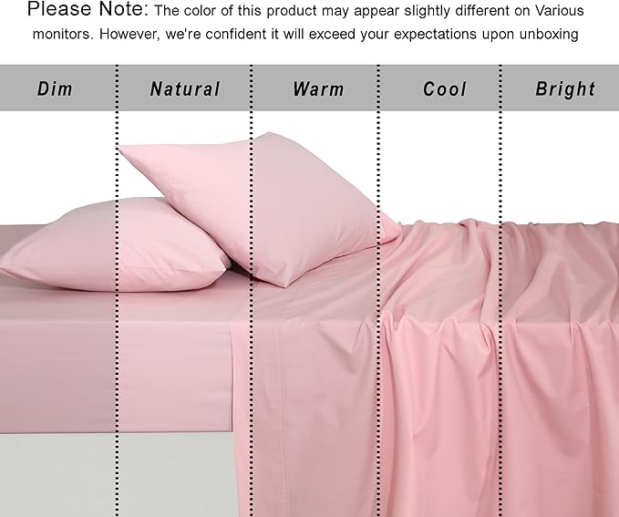 RUVANTI 100% Organic Cotton Sheets Queen Size, Percale Weave, GOTS Certified, 4-Piece Set, Deep Pocket 15", Crisp & Breathable, Soft Durable Bedding, Sábanas Algodón Orgánico –Peach Skin