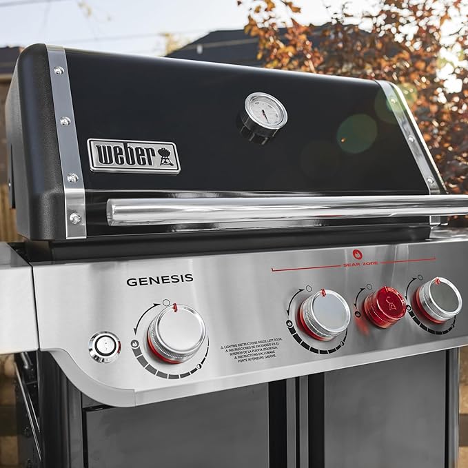 Weber Genesis E-325 Natural Gas Grill for Outdoor Cooking, 3 Burners, Black