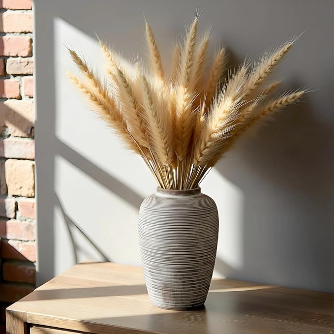 Large Ceramic Vase, 10.24 inch Minimalist Vase for Home Decor, Handmade Farmhouse Flower Vase for Table Centerpiece, Wedding, Living Room, Kitchen Decoration, Shelf Decor (Rust)