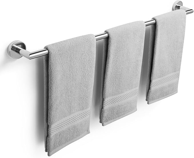 Bath Towel Bar 30 Inch Towel Rack for Bathroom Wall Mounted Bath Towel Holder Modern Towel Rods Chrome Towel Hanger Bathroom Accessories Towel Rails Stainless Steel Single Towel Bars Polished Chrome