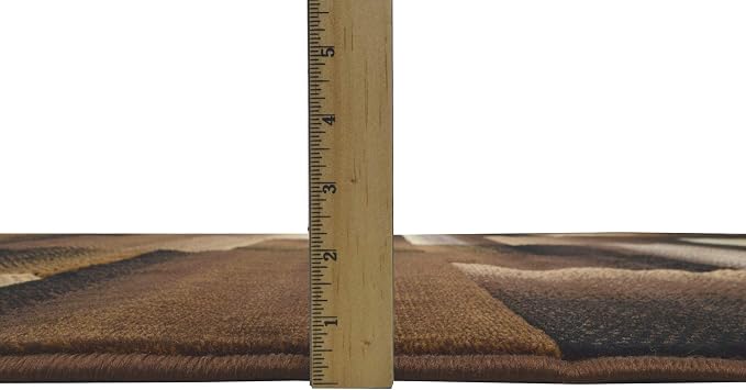 HR 8’ x 10’ Rug in Chocolate - Premium Quality Chocolate/Brown/Beige Abstract Geometric Modern Squares Pattern Area Rug - Contemporary Styling for Living Room, Bedroom - Unique Home Décor