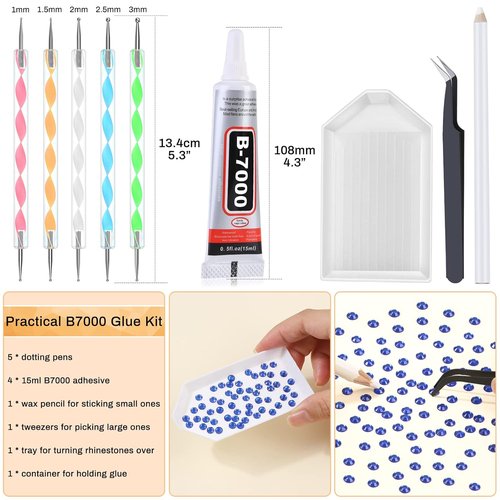 B7000 Glue - Clear Super Adhesive with Rhinestone Applicator Kit | Precision Tip for Jewelry & Crafts (4 PCS, 15 ML)