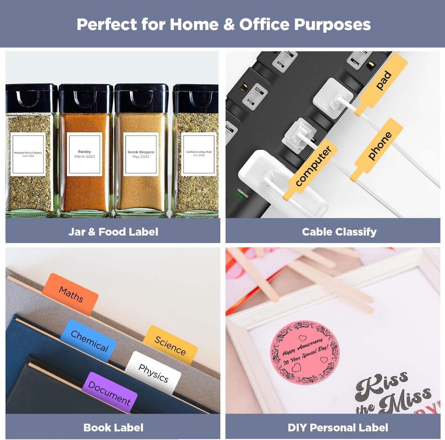 SUPVAN Label Maker Tape - 2 Rolls of 1.18'' x 0.78'' (30mm x 20mm) Waterproof & Highly Adhesive Black on White