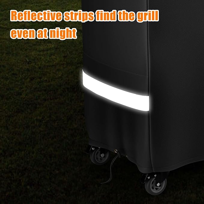 Hisencn Grill Cover for Recteq RT-590, Recteq Deck Boss 590 Wood Pellet Smoker Grill, Heavy Duty Waterproof Grill Cover with Reflective Strips, Moisture Proof Vents and Drawstring, Outdoor BBQ