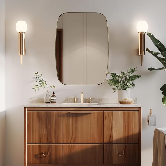 ANDY STAR Oval Mirrors for Bathroom, 22x30 Gold Bathroom Vanity Mirror with Metal Frame, Brass Oblong Mirror for Over Sink, Modern Anti Rust Wall Mounted