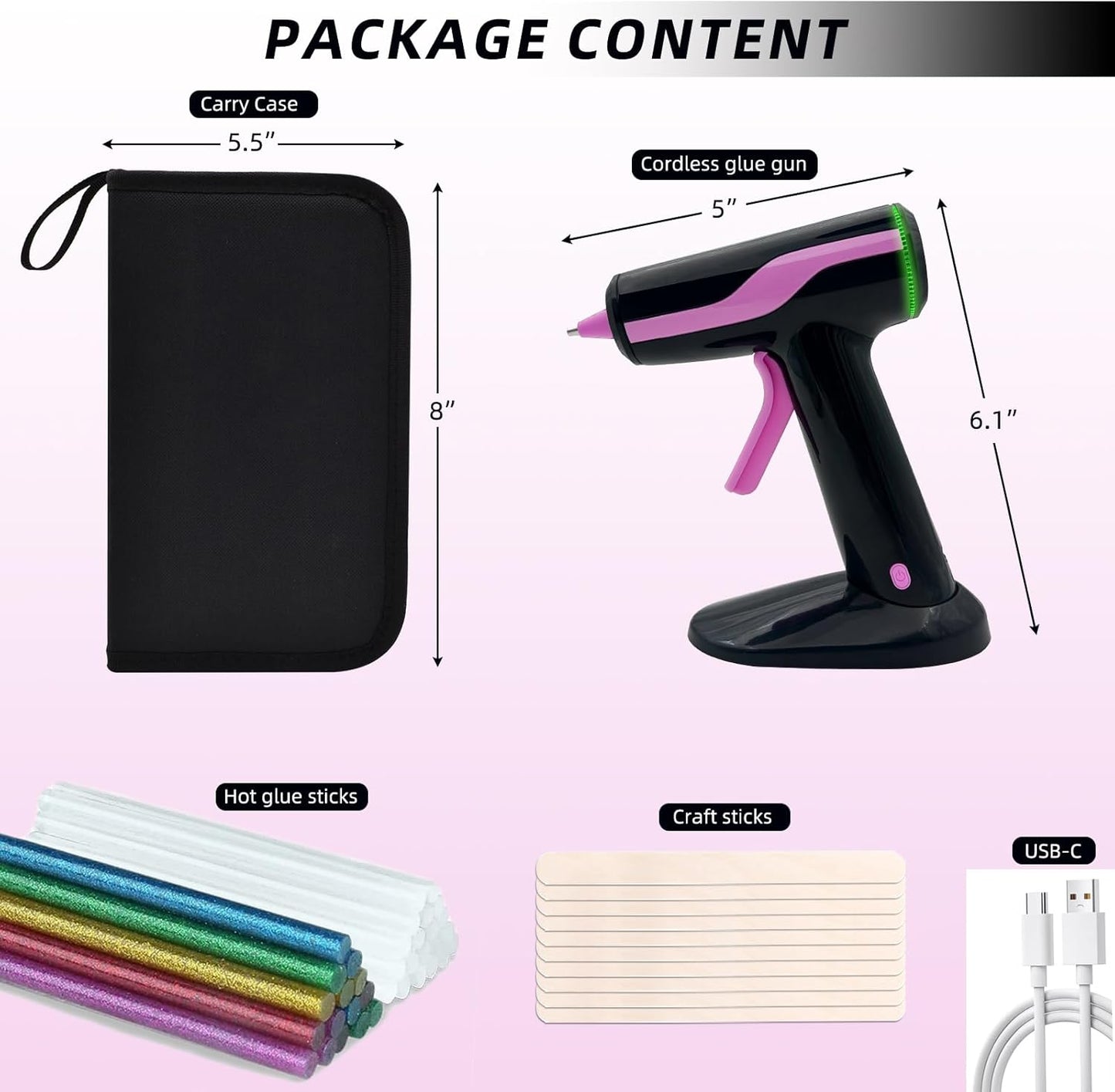 Skiennix Cordless Hot Glue Gun - Rechargeable 2Ah Battery with 30 Premium Glue Sticks & Carry Case