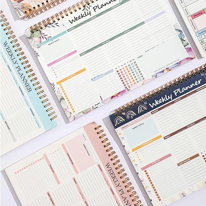 RSORGN Weekly Planner, 52 Pages Undated Daily List Schedule Notebook Time Management Memo Pad for Office, Home Planning & School Scheduling (Pattern-D)
