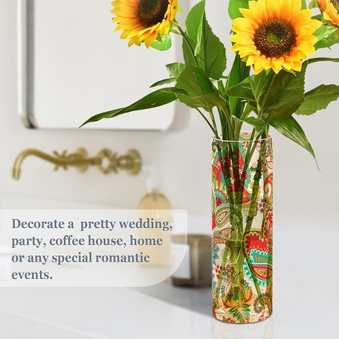 Vase Plastic Vase Elegant Cylinder Flower Vase Shatterproof Decorative Centerpiece for Home Table Office Weddings Events (11.8 x 3.9 in)