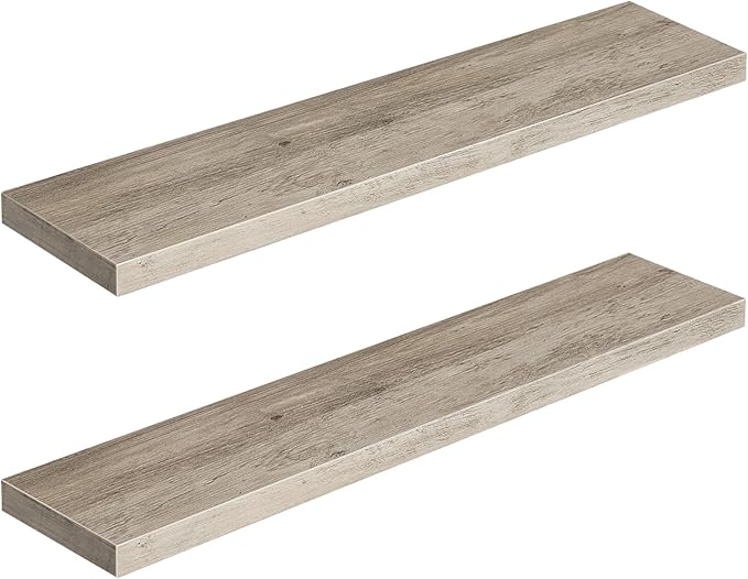 HOOBRO Floating Shelves for Wall, Wall Mounted Shelf Set of 2, 39.4" Hanging Shelf with Invisible Brackets, for Wall Decor Storage in Bathroom Bedroom Kitchen Living Room Office, Greige BG100BJP201