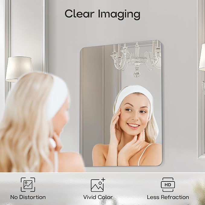 USHOWER Frameless Bathroom Mirror for Over Sink, 22x30 Inch Rectangle Wall Vanity Mirror for Bathroom, Bedroom, Entryway, Polished Edge, Tempered Glass
