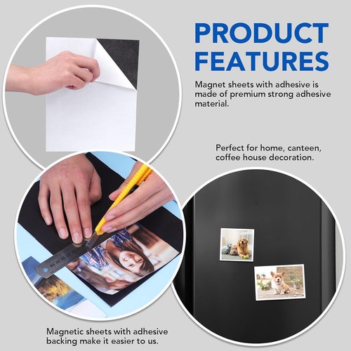 DIYMAG Magnetic Adhesive Sheets - 50 Pack | Flexible 8" x 10" Magnet Sheets for Crafts & Photos